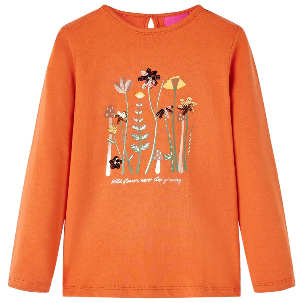 Tricou pentru copii cu mâneci lungi, portocaliu ars, 104 GartenMobel Dekor