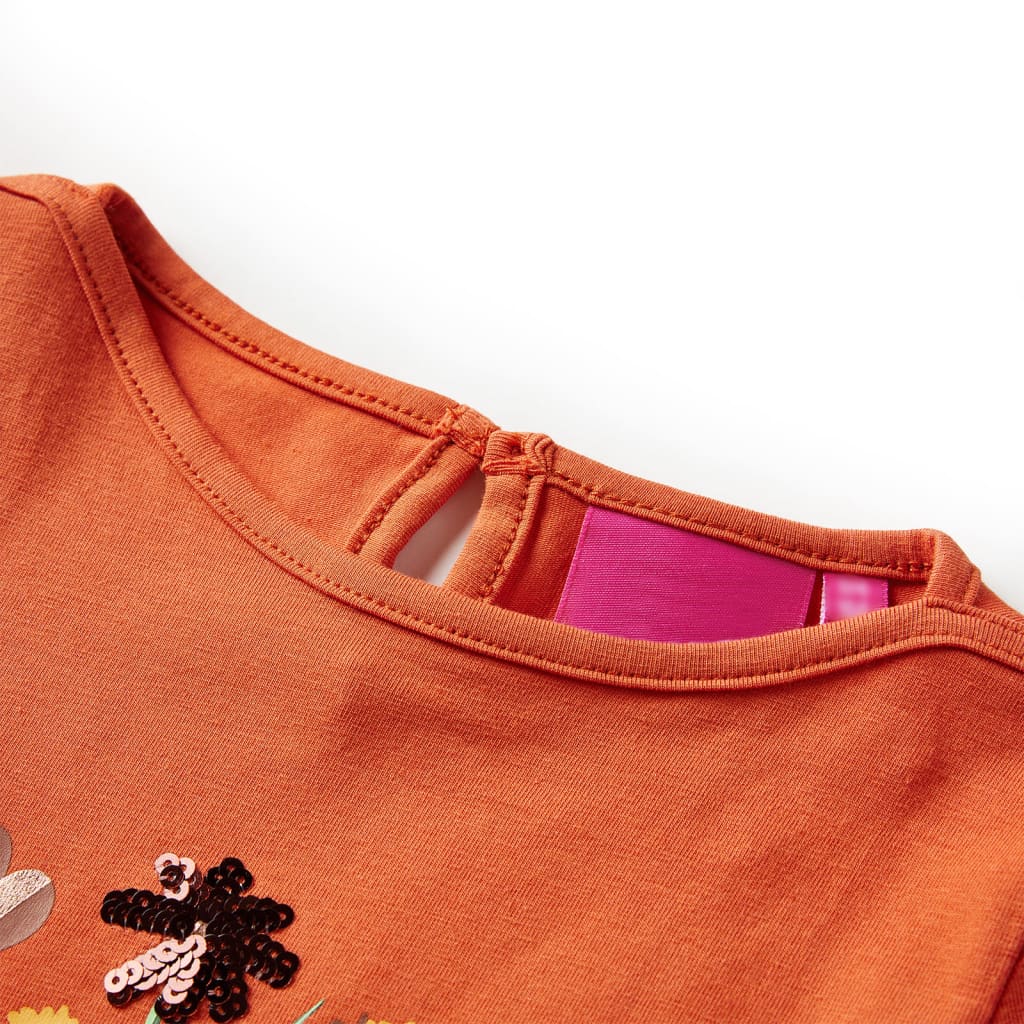 Tricou pentru copii cu mâneci lungi, portocaliu ars, 104 GartenMobel Dekor