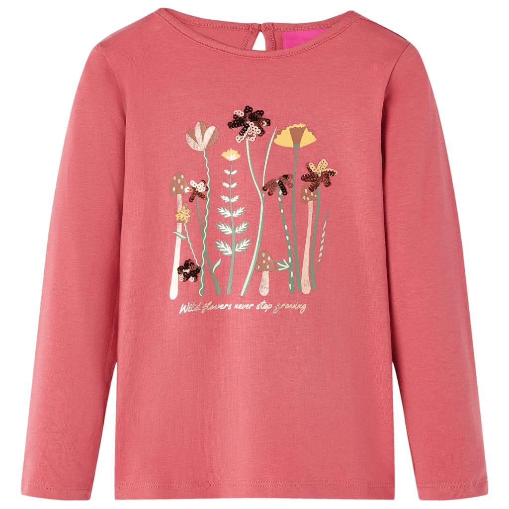 Tricou pentru copii cu mâneci lungi, roz antichizat, 104 GartenMobel Dekor