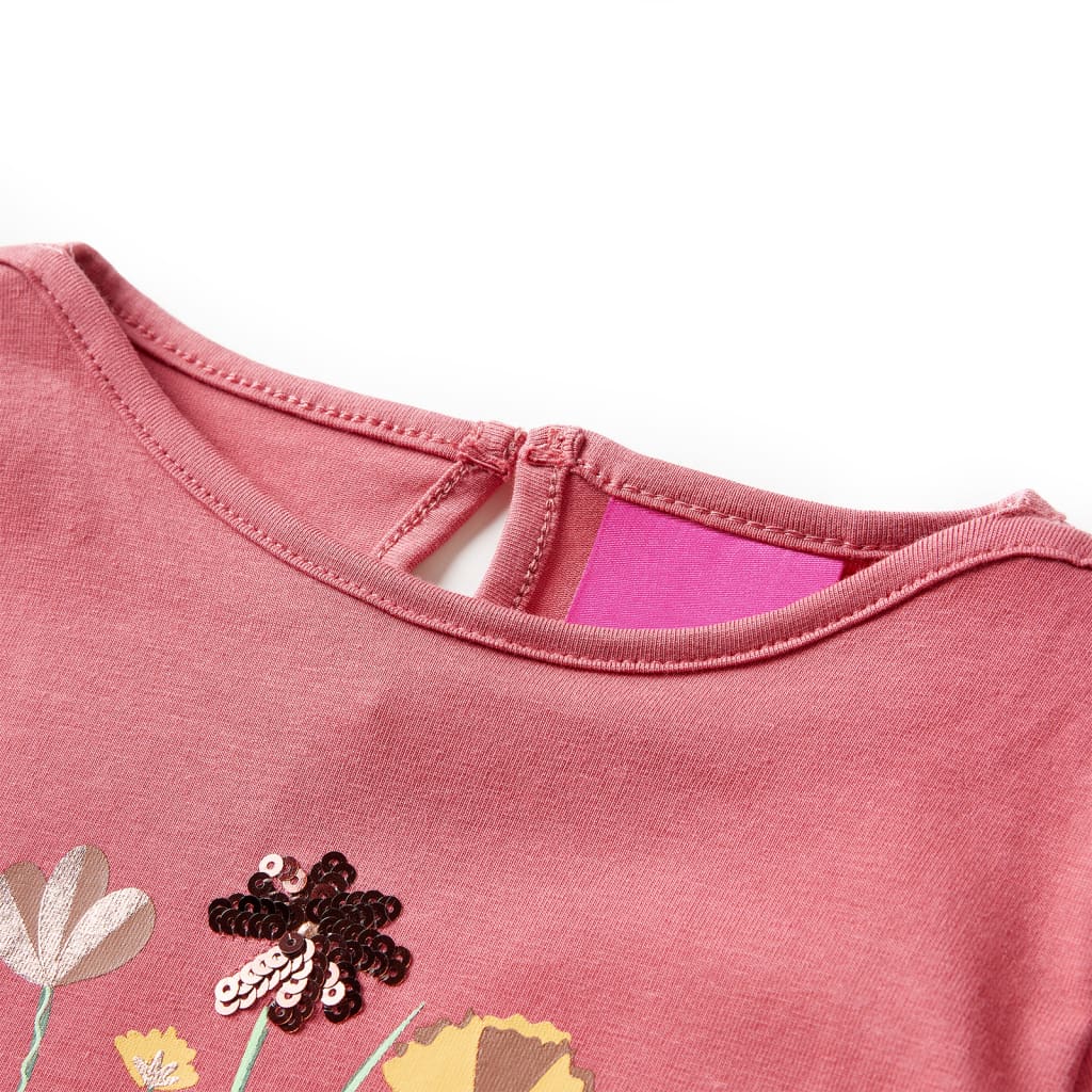 Tricou pentru copii cu mâneci lungi, roz antichizat, 104 GartenMobel Dekor