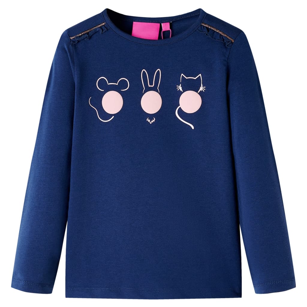 Tricou pentru copii cu mâneci lungi, bleumarin, 104 GartenMobel Dekor