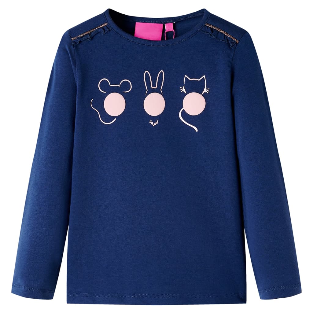 Tricou pentru copii cu mâneci lungi, bleumarin, 116 GartenMobel Dekor