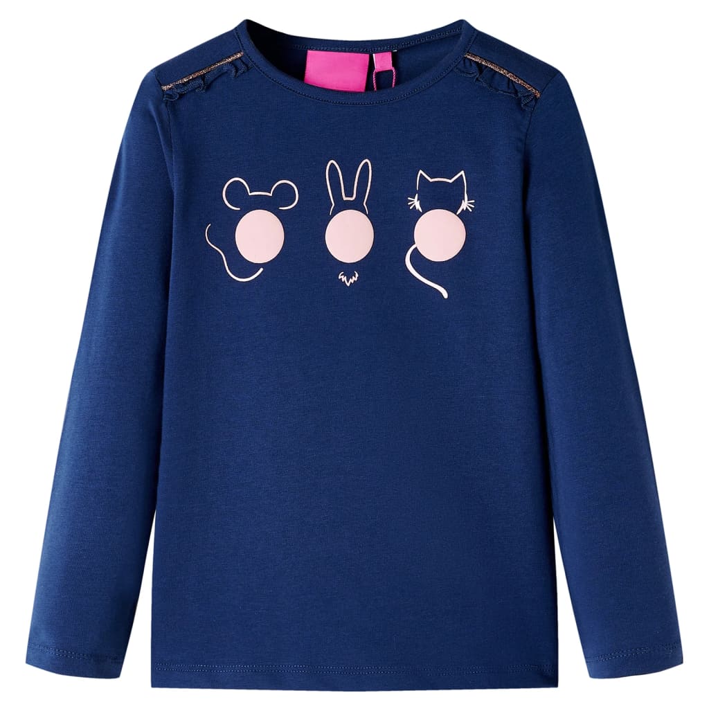 Tricou pentru copii cu mâneci lungi, bleumarin, 92 GartenMobel Dekor