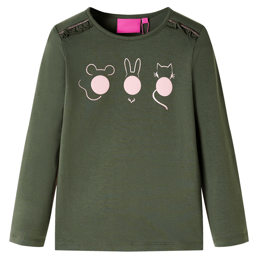 Tricou pentru copii cu mâneci lungi, kaki, 92 GartenMobel Dekor