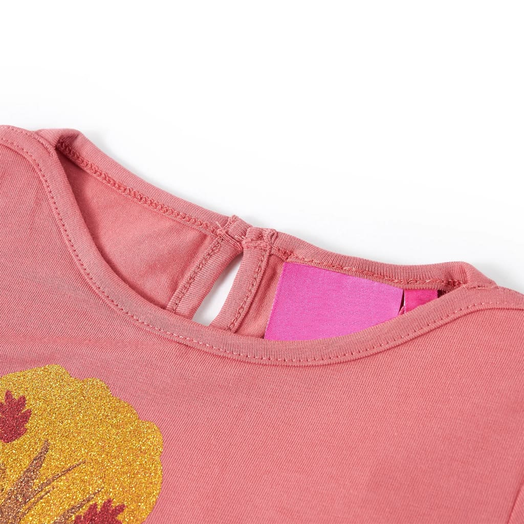 Tricou pentru copii cu mâneci lungi, roz antichizat, 128 GartenMobel Dekor