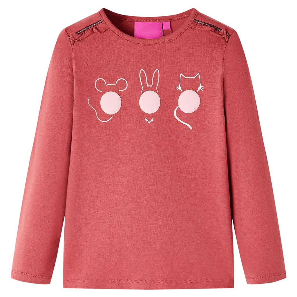 Tricou pentru copii cu mâneci lungi, roz ars, 104 GartenMobel Dekor