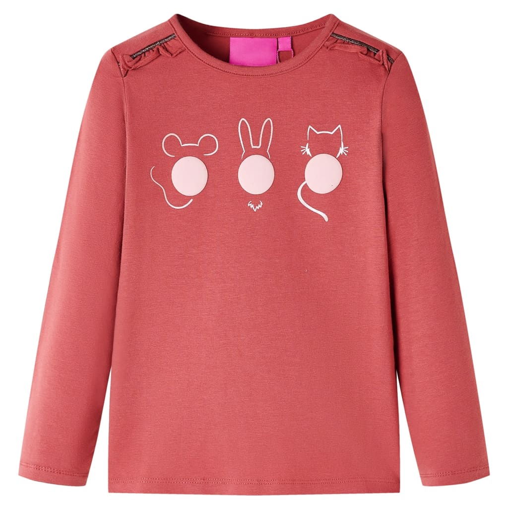 Tricou pentru copii cu mâneci lungi, roz ars, 116 GartenMobel Dekor