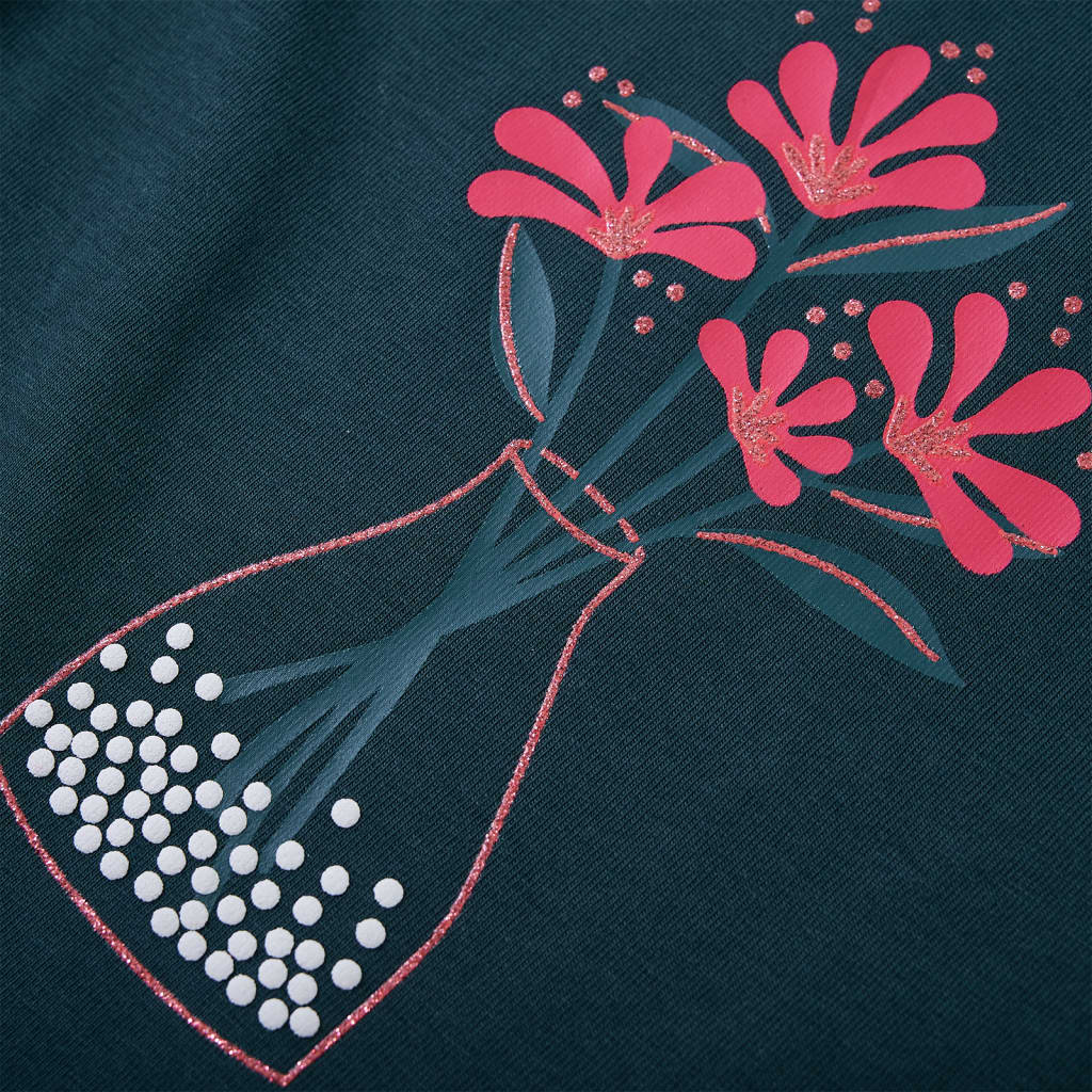 Tricou de copii cu mâneci lungi, verde închis, 104 GartenMobel Dekor