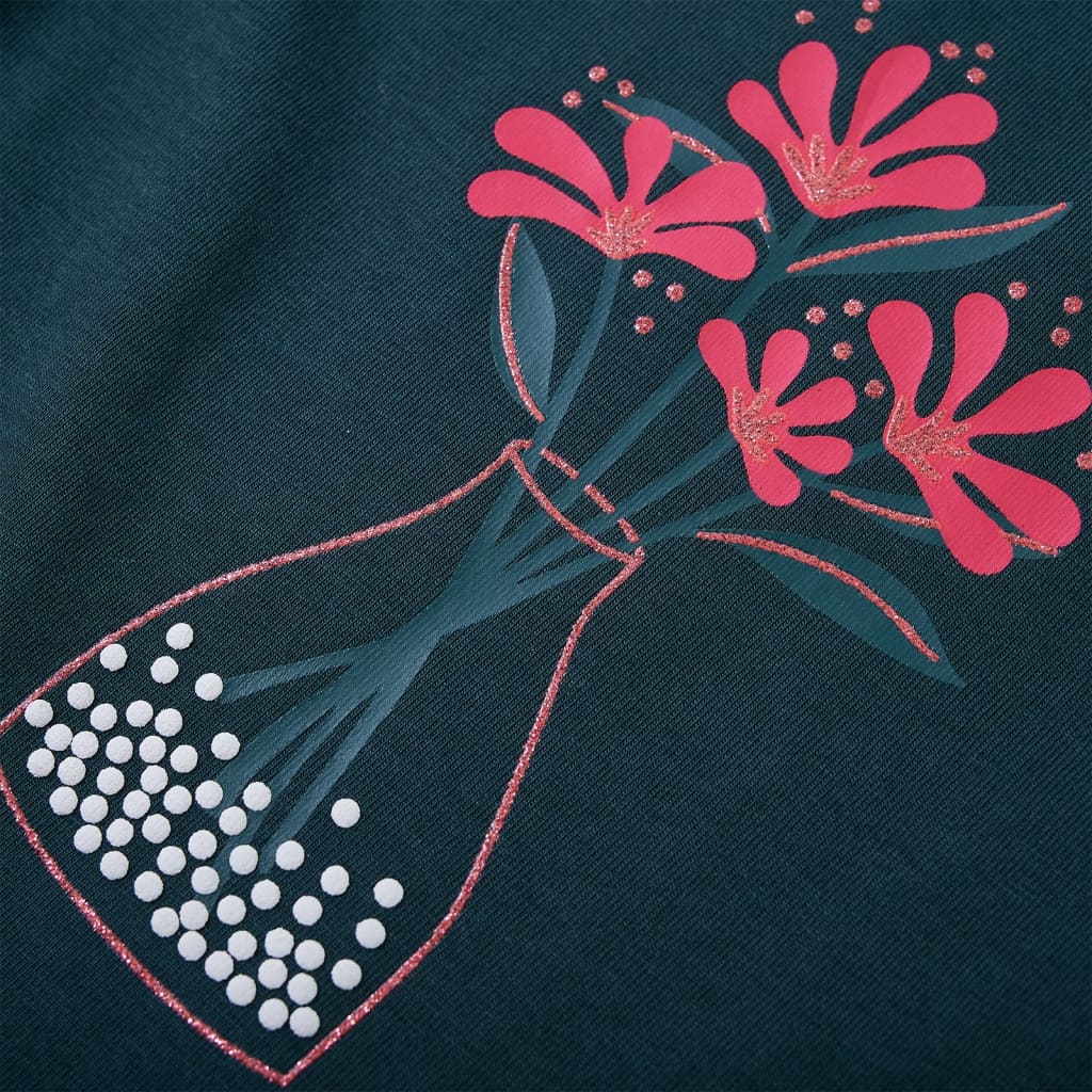 Tricou de copii cu mâneci lungi, verde închis, 116 GartenMobel Dekor