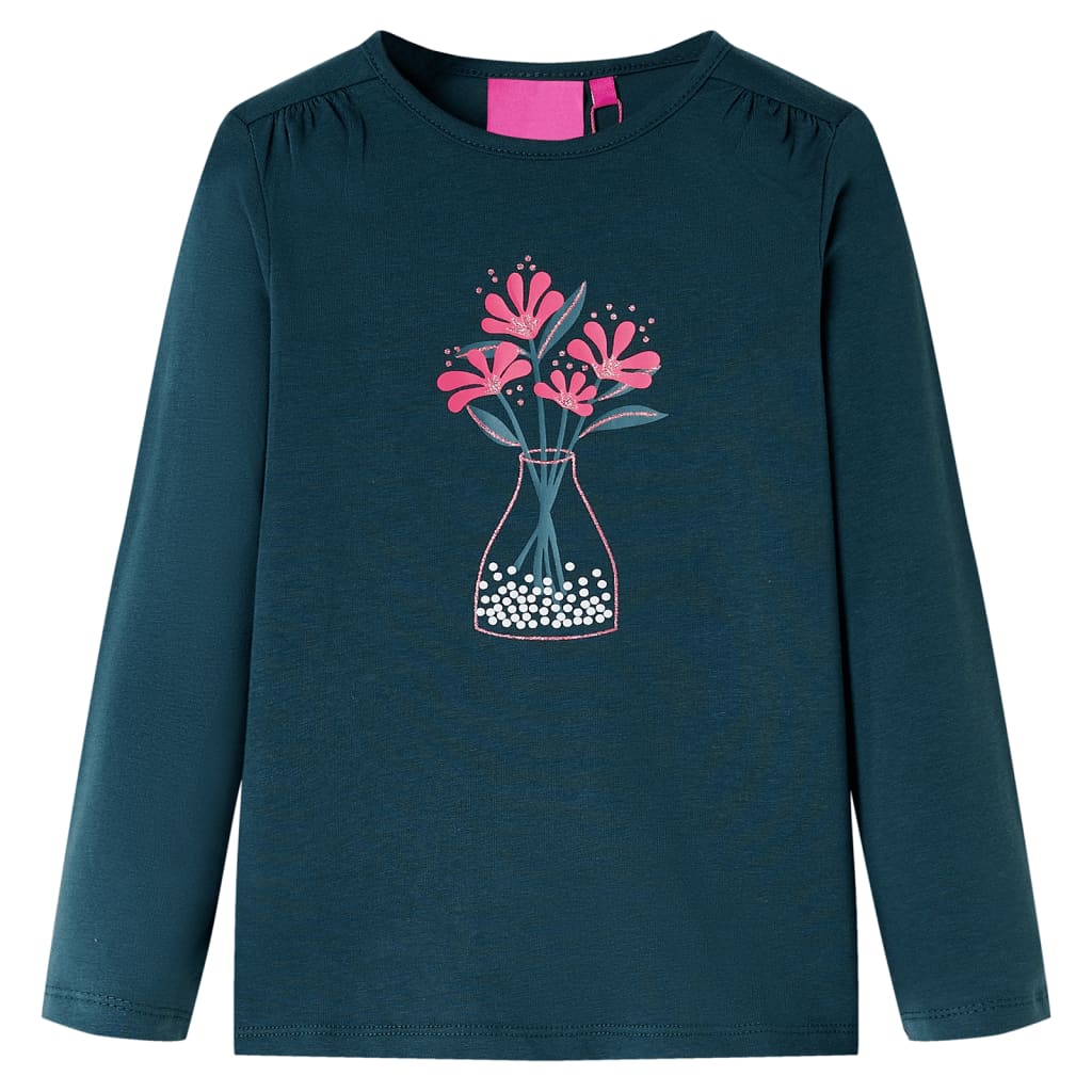 Tricou de copii cu mâneci lungi, verde închis, 116 GartenMobel Dekor