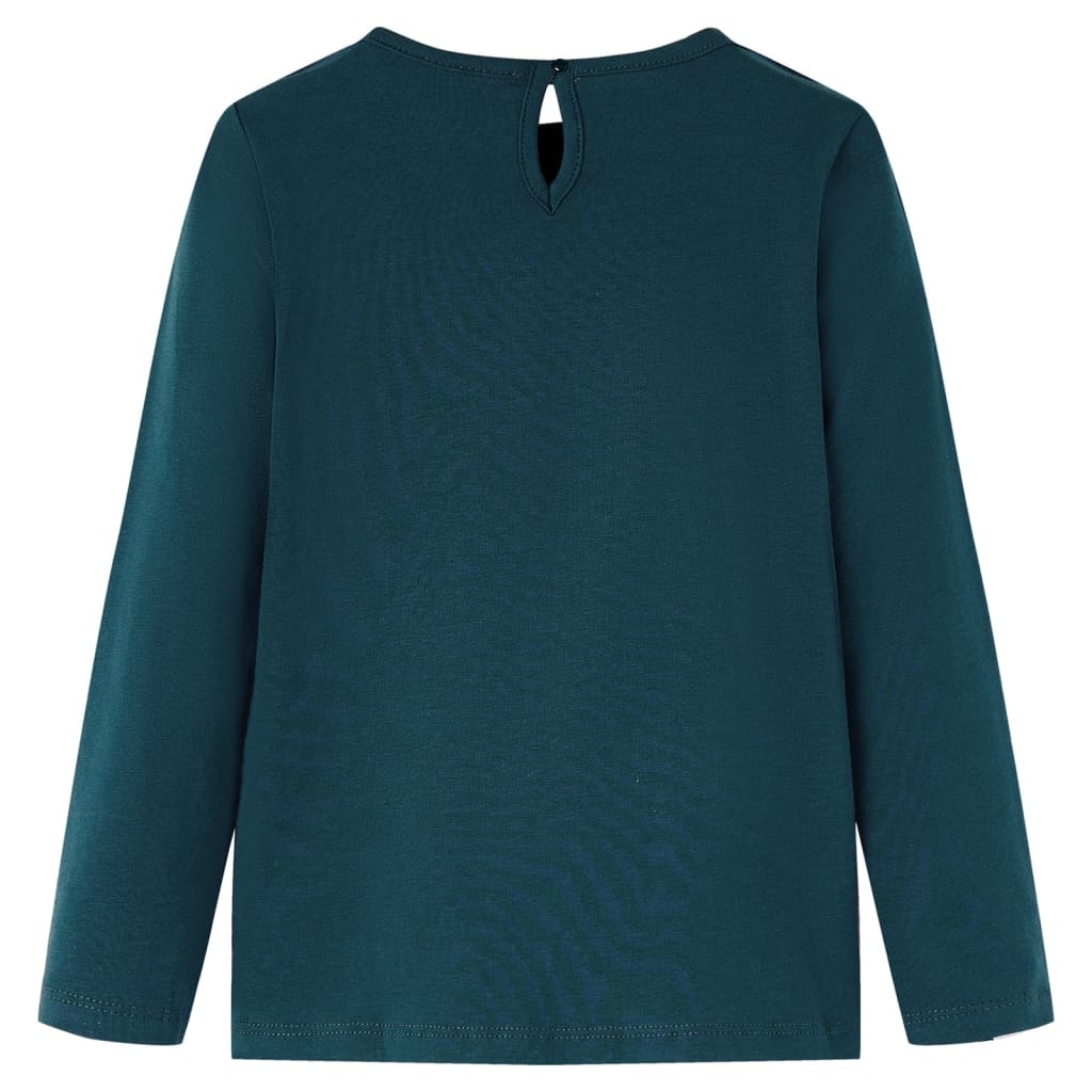 Tricou de copii cu mâneci lungi, verde închis, 128 GartenMobel Dekor