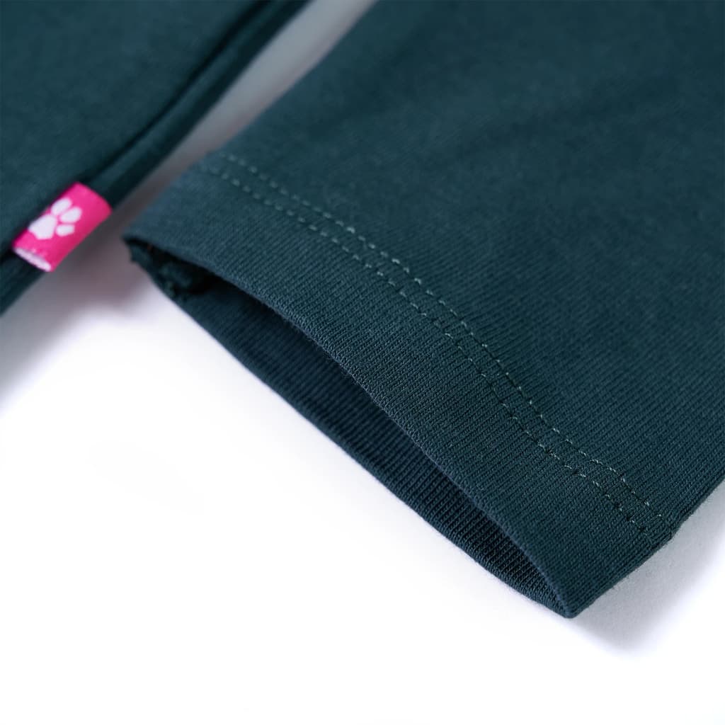 Tricou de copii cu mâneci lungi, verde închis, 128 GartenMobel Dekor