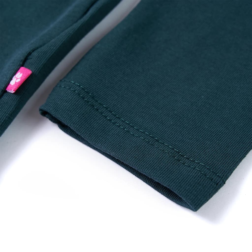 Tricou de copii cu mâneci lungi, verde închis, 92 GartenMobel Dekor