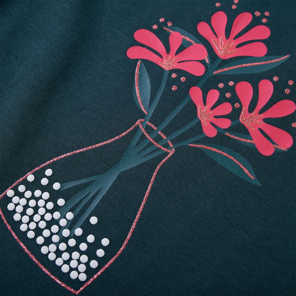Tricou de copii cu mâneci lungi, verde închis, 92 GartenMobel Dekor