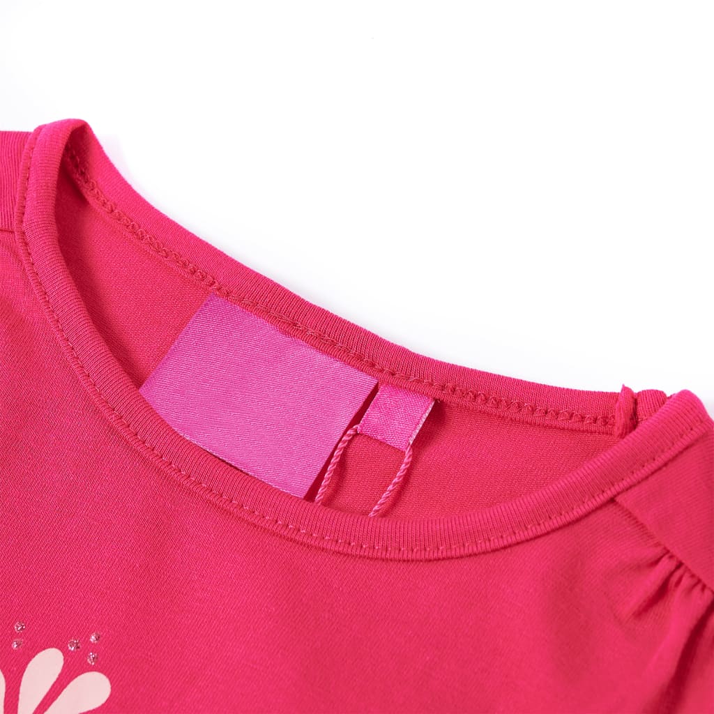Tricou pentru copii cu mâneci lungi, roz aprins, 128 GartenMobel Dekor