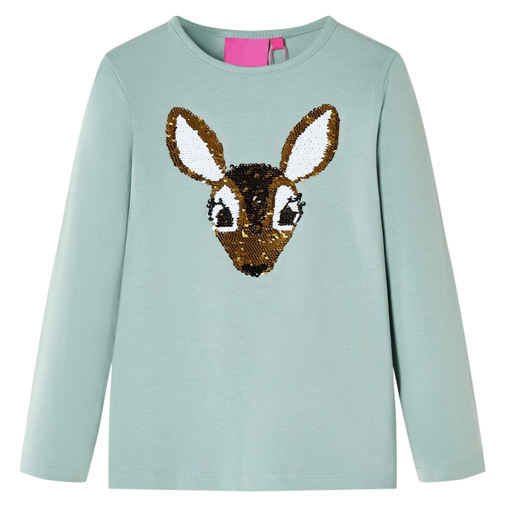Tricou copii cu mâneci lungi verde mentă mediu 116 GartenMobel Dekor