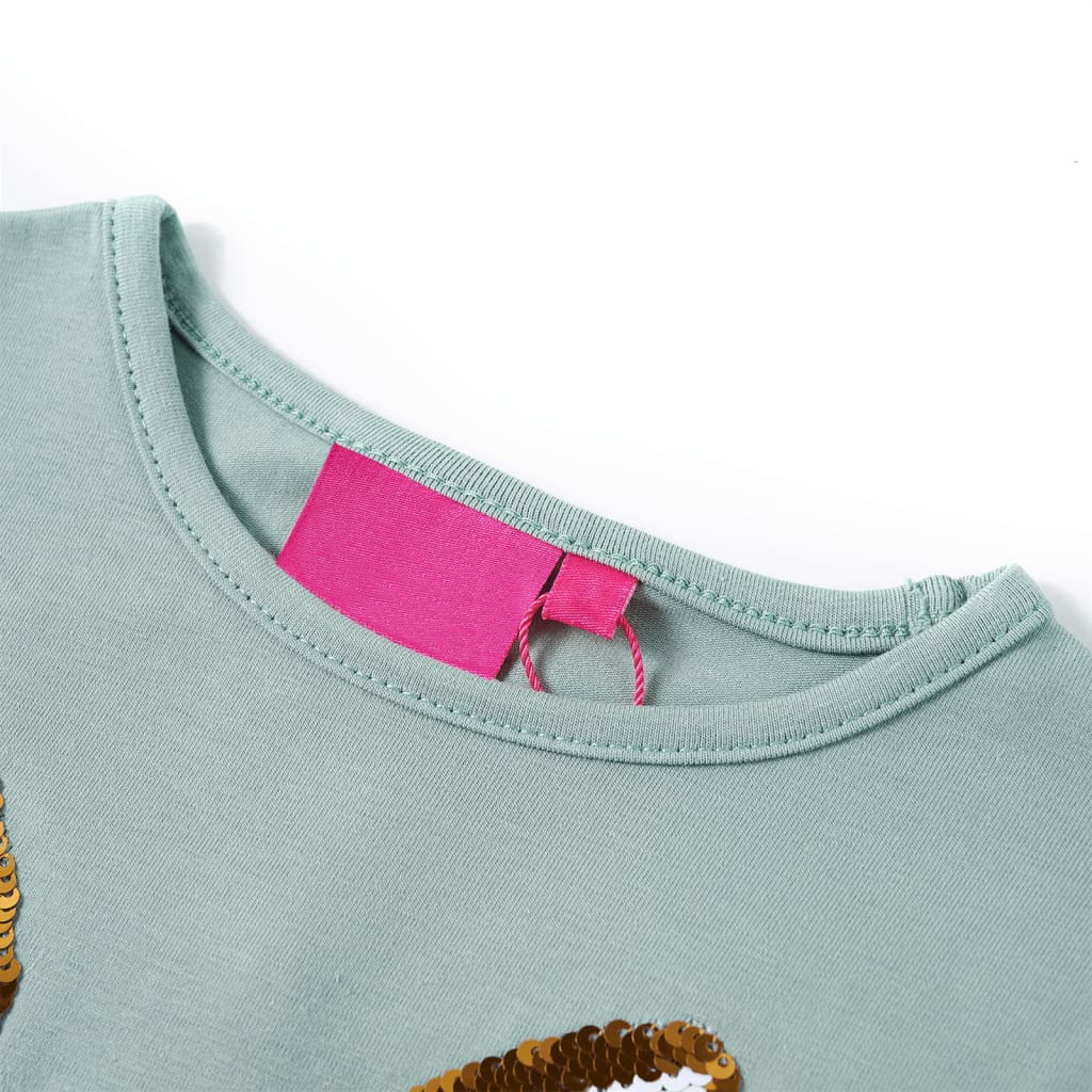 Tricou copii cu mâneci lungi verde mentă mediu 116 GartenMobel Dekor