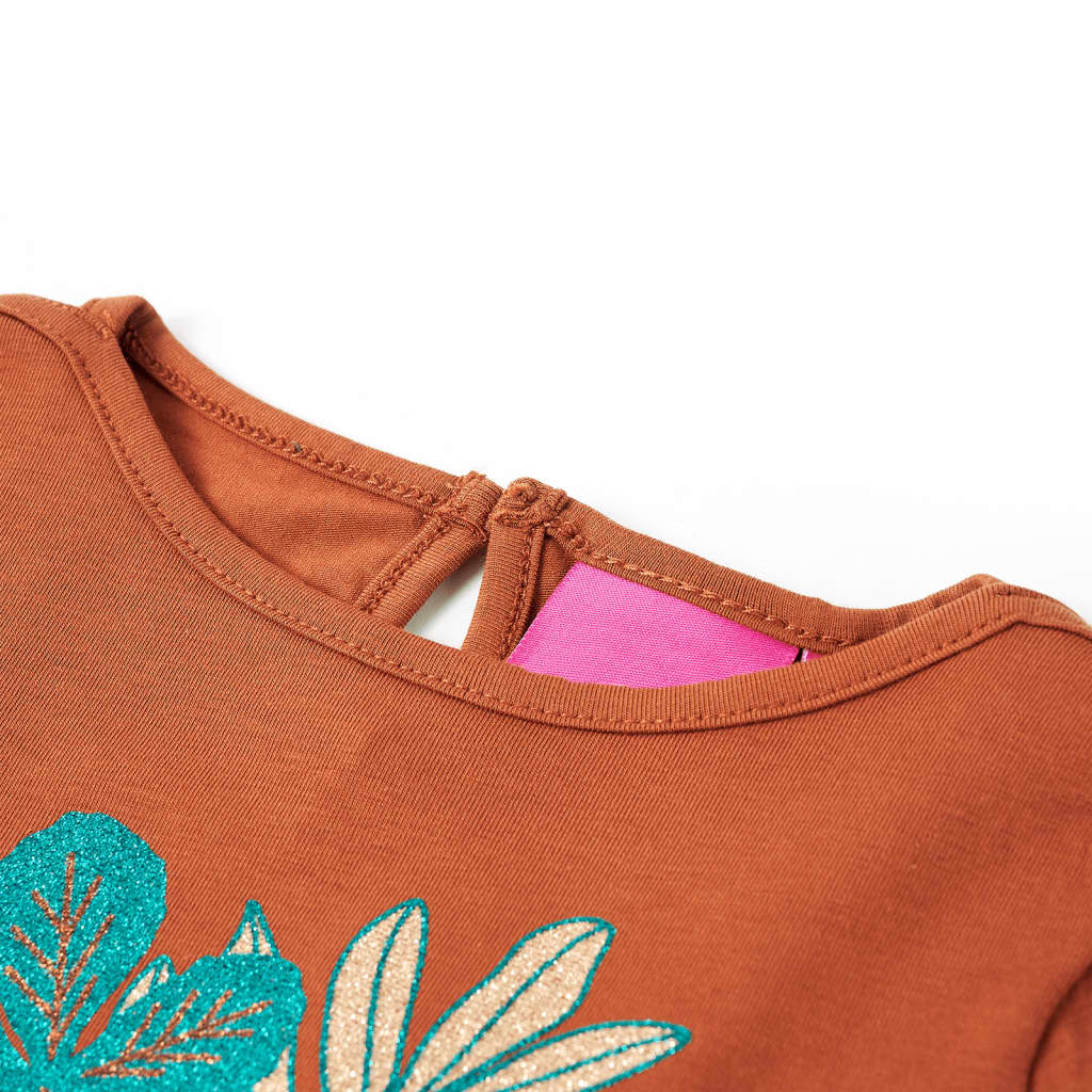 Tricou pentru copii cu mâneci lungi, coniac, 128 GartenMobel Dekor