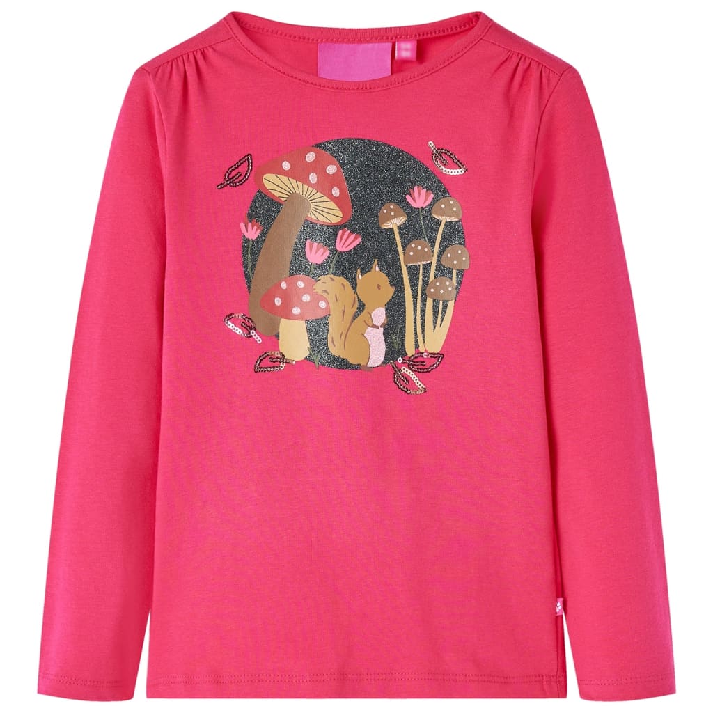 Tricou pentru copii cu mâneci lungi, roz aprins, 140 GartenMobel Dekor