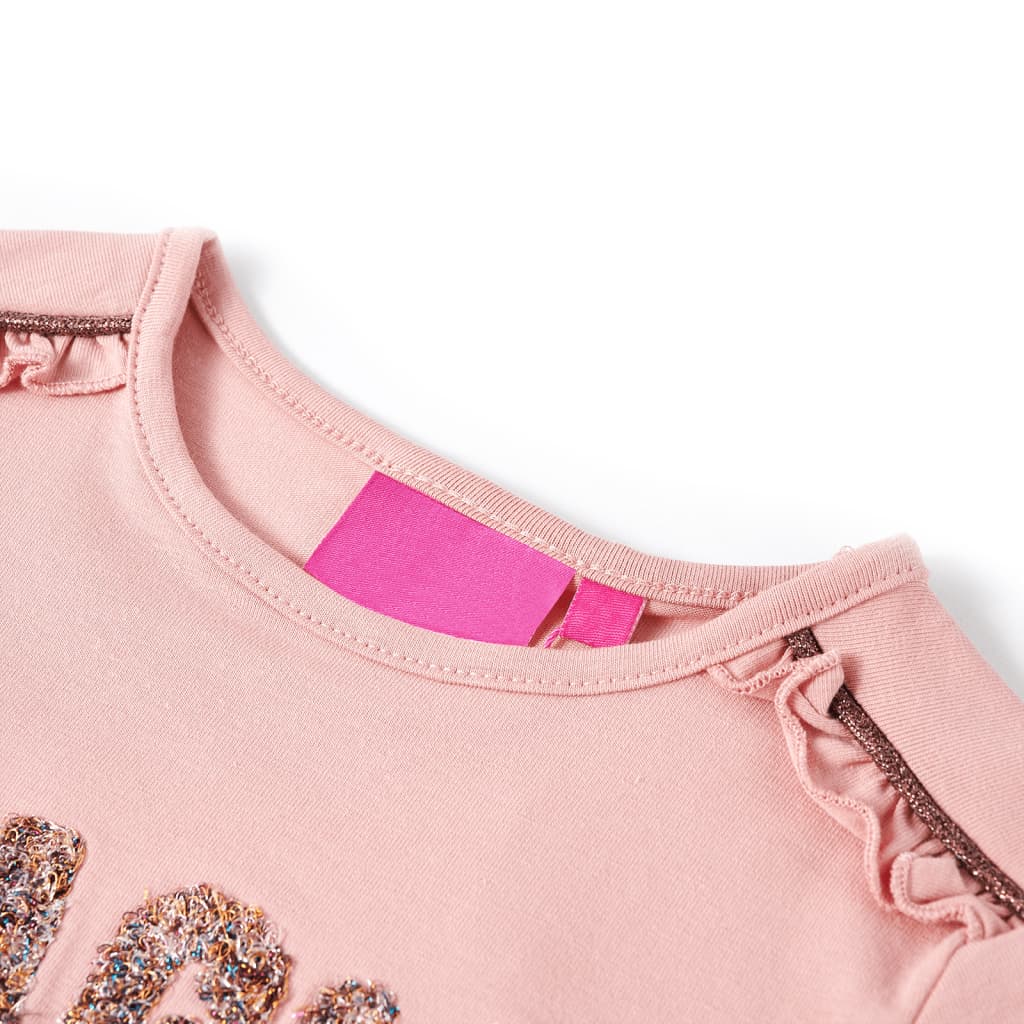 Tricou de copii cu mâneci lungi roz deschis 128 GartenMobel Dekor