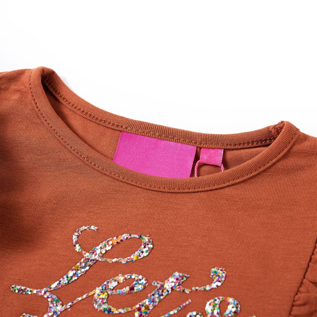 Tricou pentru copii cu mâneci lungi, coniac, 128 GartenMobel Dekor