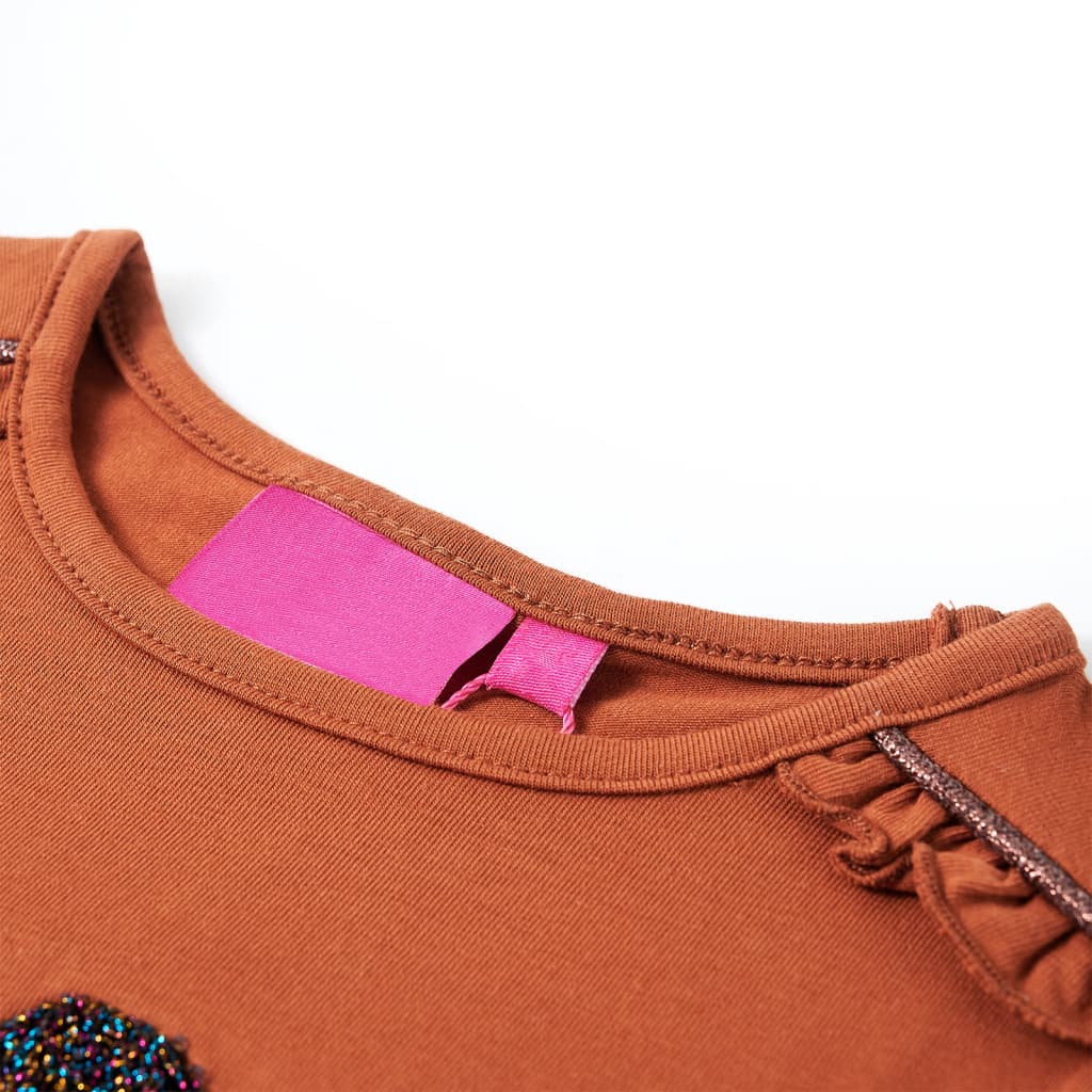 Tricou pentru copii cu mâneci lungi, coniac, 128 GartenMobel Dekor