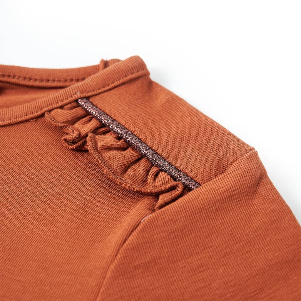 Tricou pentru copii cu mâneci lungi, coniac, 140 GartenMobel Dekor