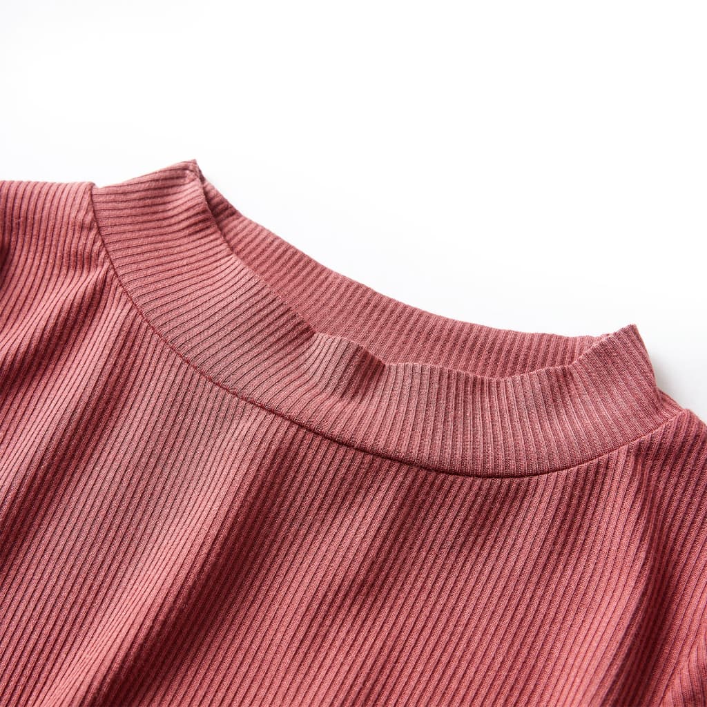 Tricou de copii cu mâneci lungi, guler tunică, roșu ars, 128 GartenMobel Dekor