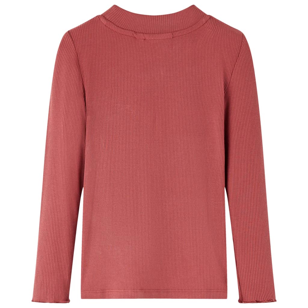 Tricou de copii cu mâneci lungi, guler tunică, roșu ars, 140 GartenMobel Dekor