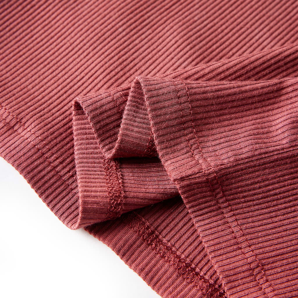 Tricou de copii cu mâneci lungi, guler tunică, roșu ars, 92 GartenMobel Dekor