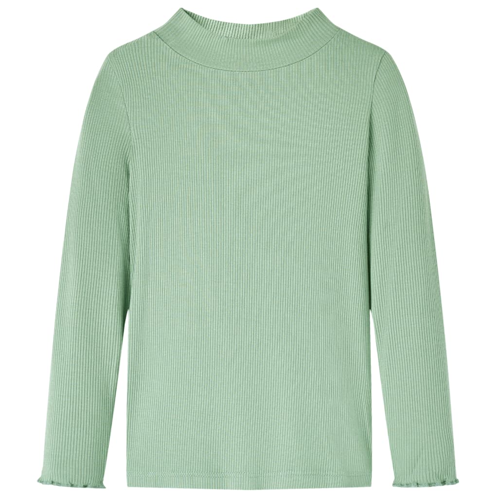 Tricou de copii cu mâneci lungi, guler tunică, verde mentă închis, 104 GartenMobel Dekor