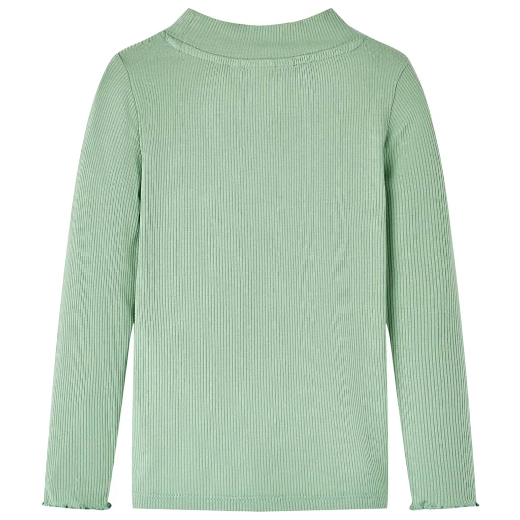 Tricou de copii cu mâneci lungi, guler tunică, verde mentă închis, 104 GartenMobel Dekor