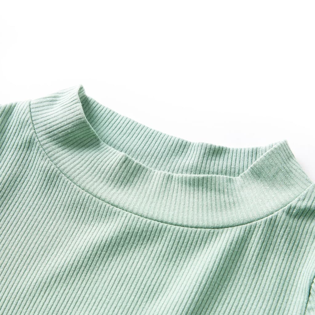 Tricou de copii cu mâneci lungi, guler tunică, verde mentă închis, 104 GartenMobel Dekor