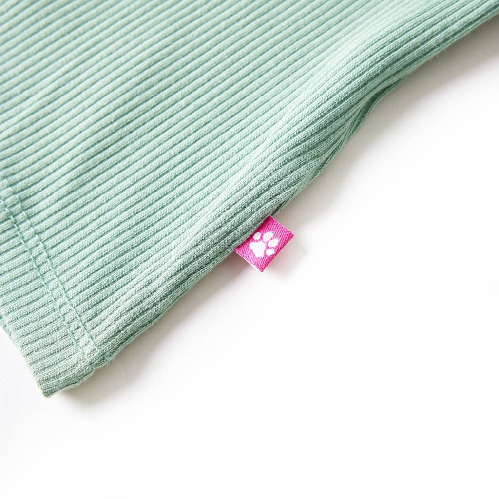 Tricou de copii cu mâneci lungi, guler tunică, verde mentă închis, 116 GartenMobel Dekor
