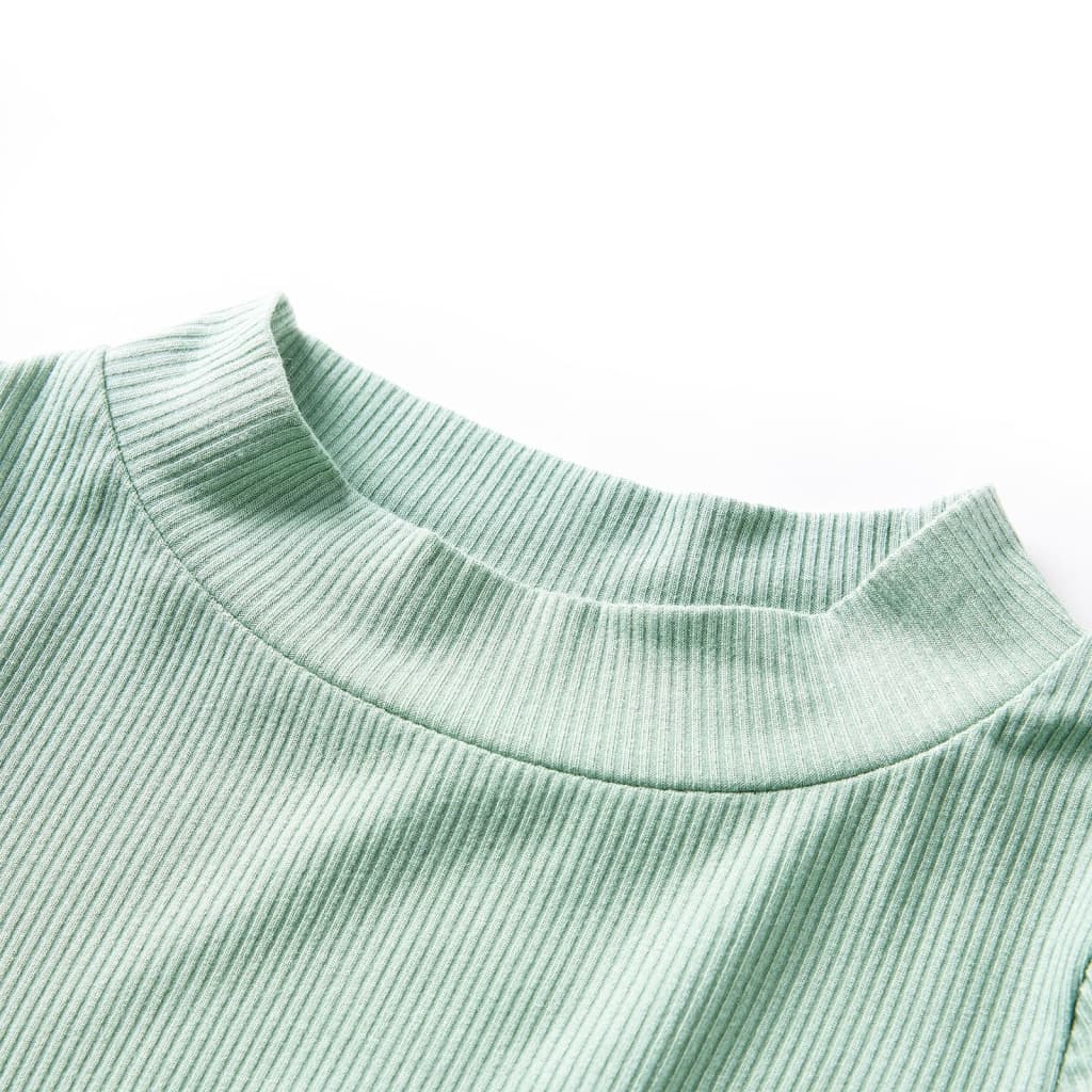 Tricou de copii cu mâneci lungi, guler tunică, verde mentă închis, 128 GartenMobel Dekor