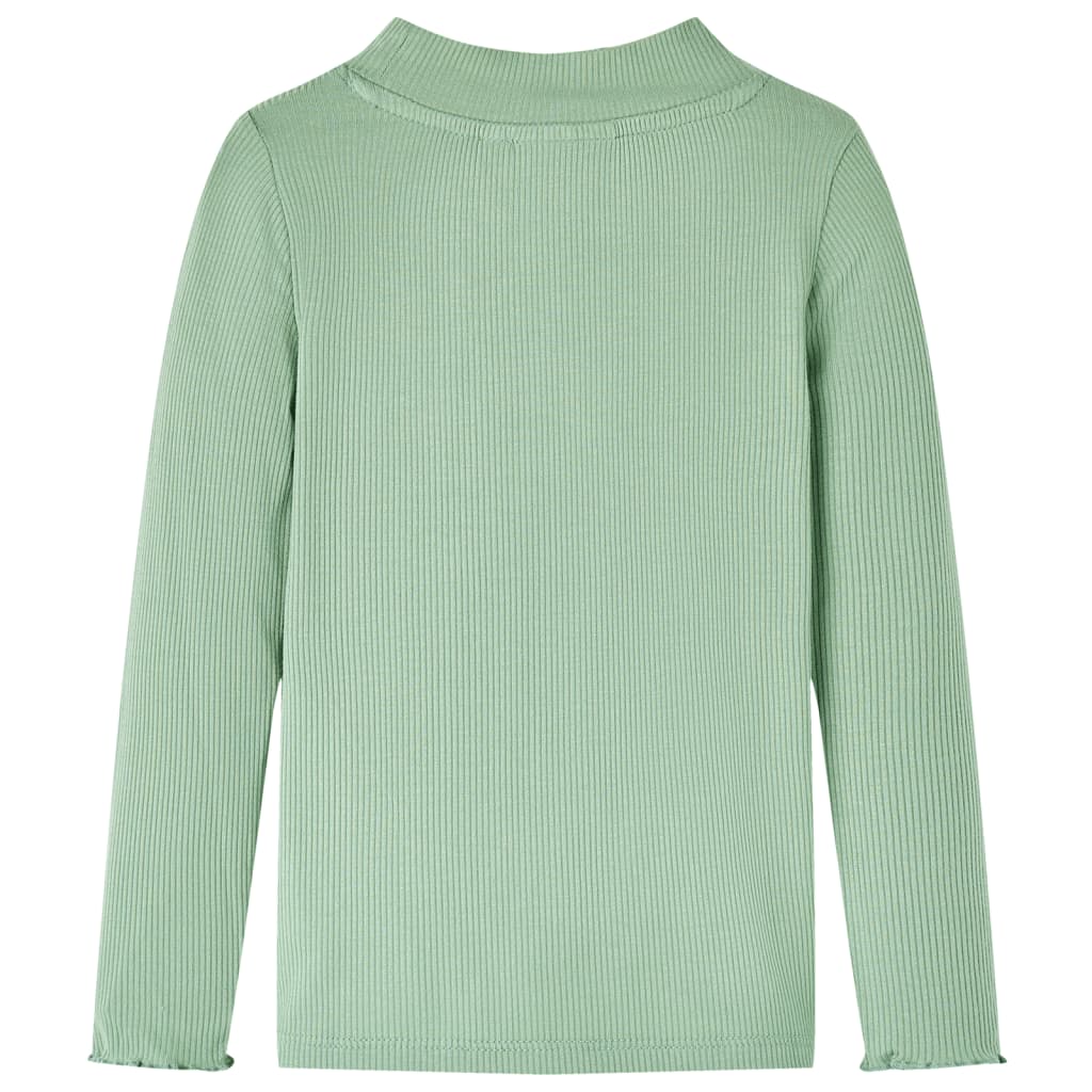 Tricou de copii cu mâneci lungi, guler tunică, verde mentă închis, 128 GartenMobel Dekor