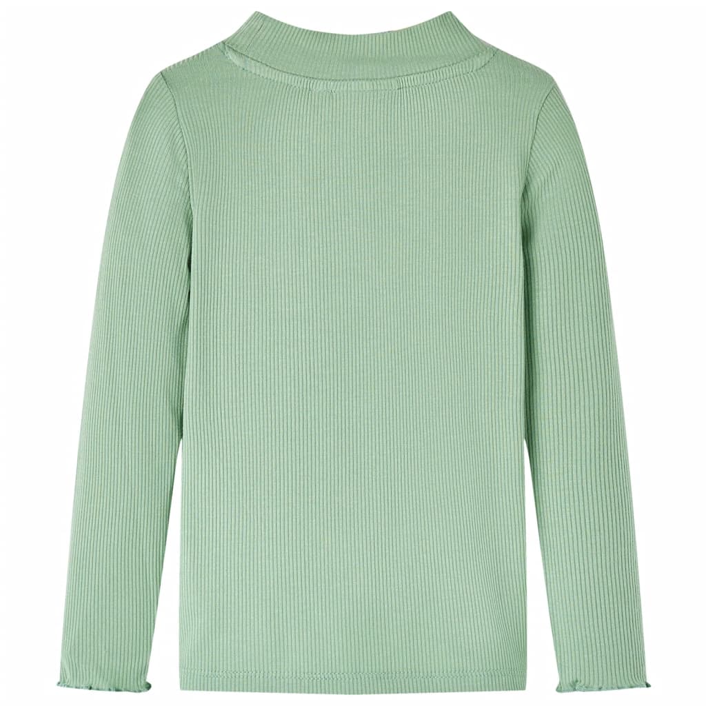 Tricou de copii cu mâneci lungi, guler tunică, verde mentă închis, 140 GartenMobel Dekor