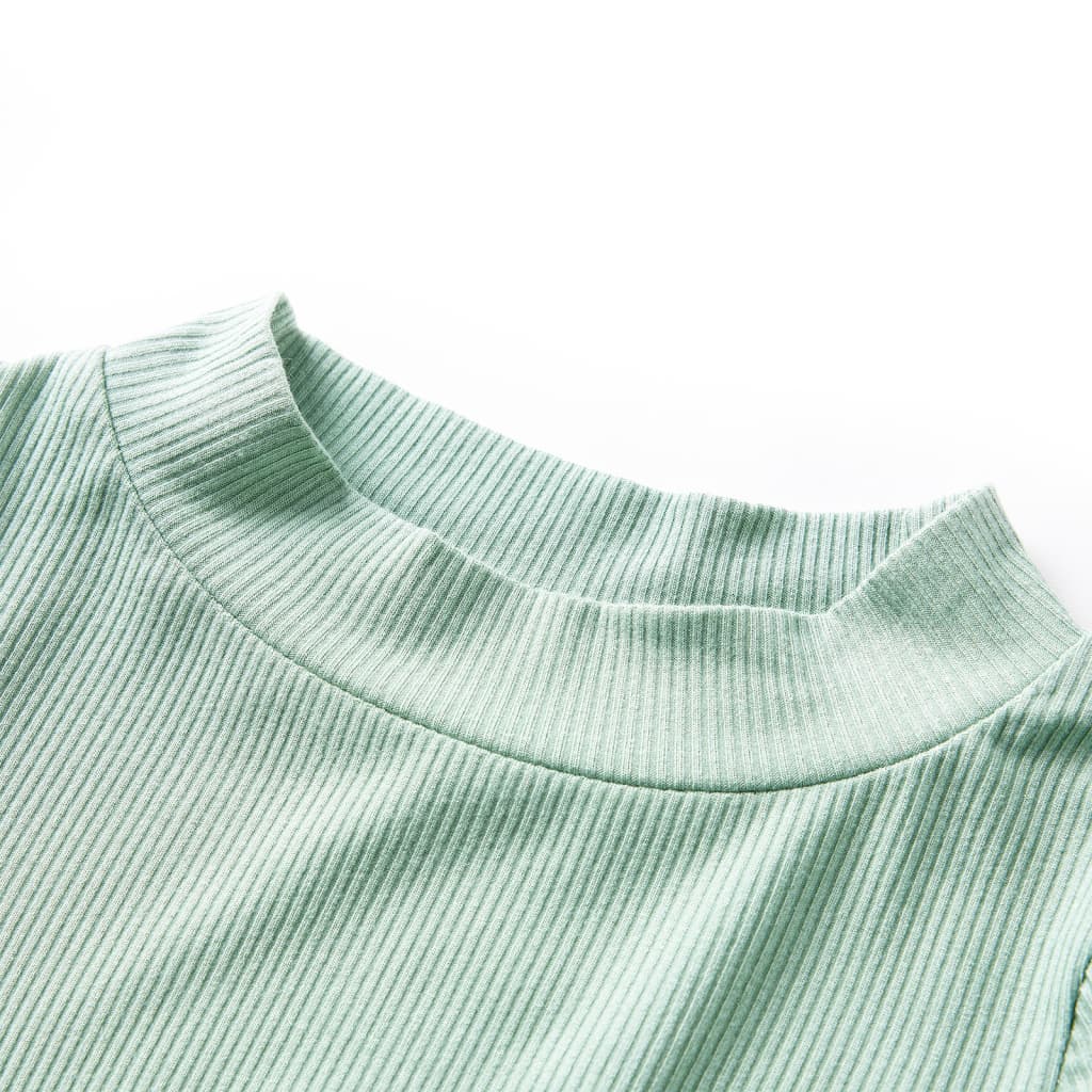Tricou de copii cu mâneci lungi, guler tunică, verde mentă închis, 140 GartenMobel Dekor