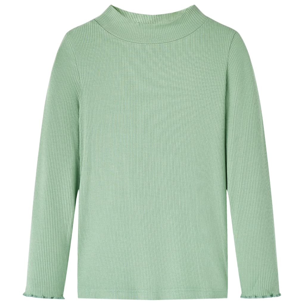 Tricou de copii cu mâneci lungi, guler tunică, verde mentă închis, 92 GartenMobel Dekor