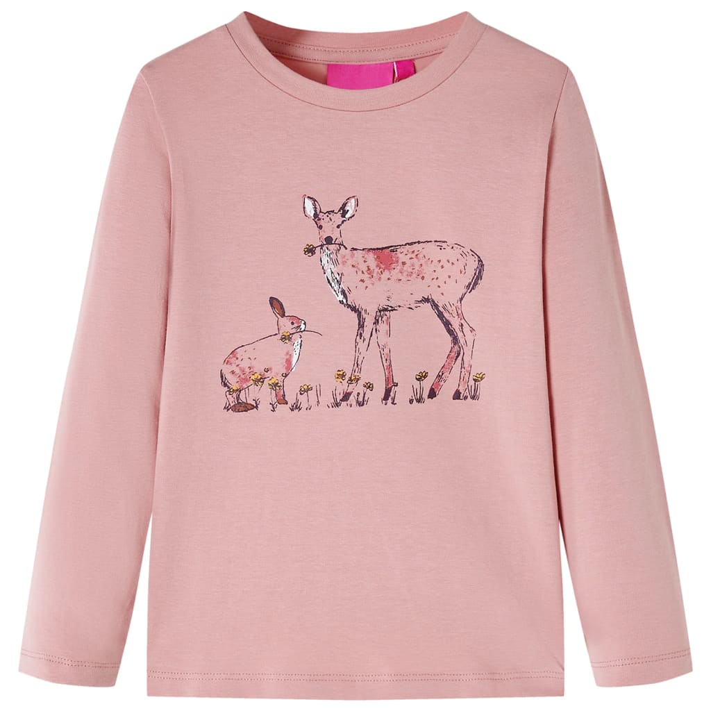 Tricou de copii cu mâneci lungi, roz, 128 GartenMobel Dekor