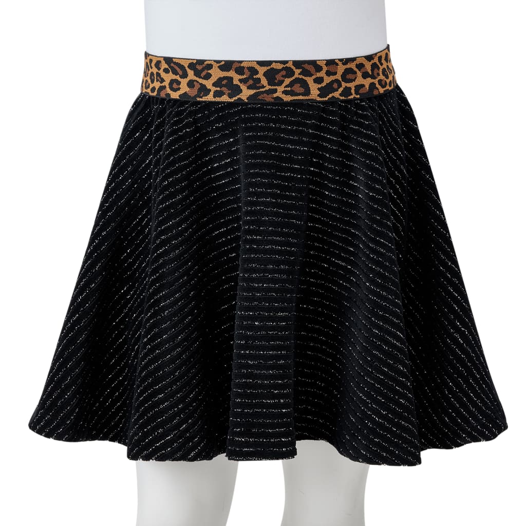 Fusta de copii cu talie leopard, negru, 92 GartenMobel Dekor