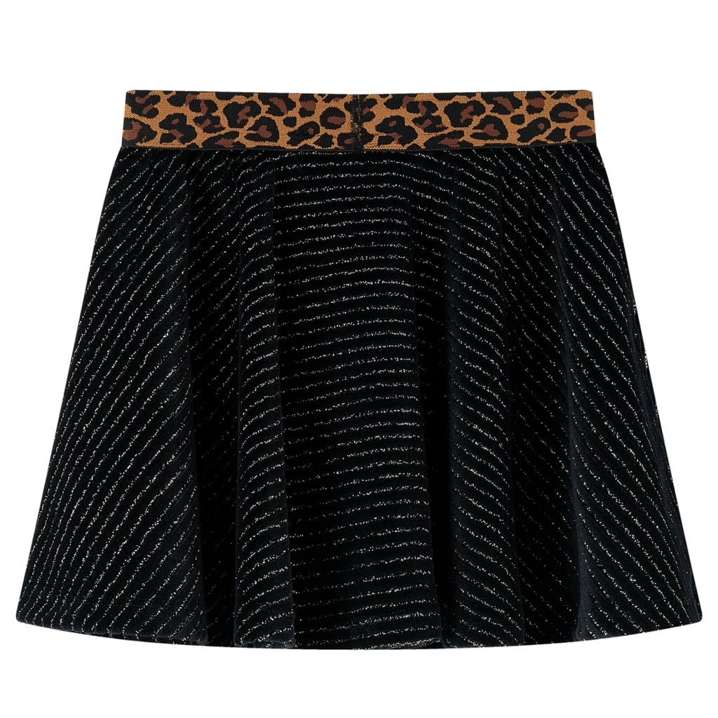 Fusta de copii cu talie tip leopard, negru, 116 GartenMobel Dekor