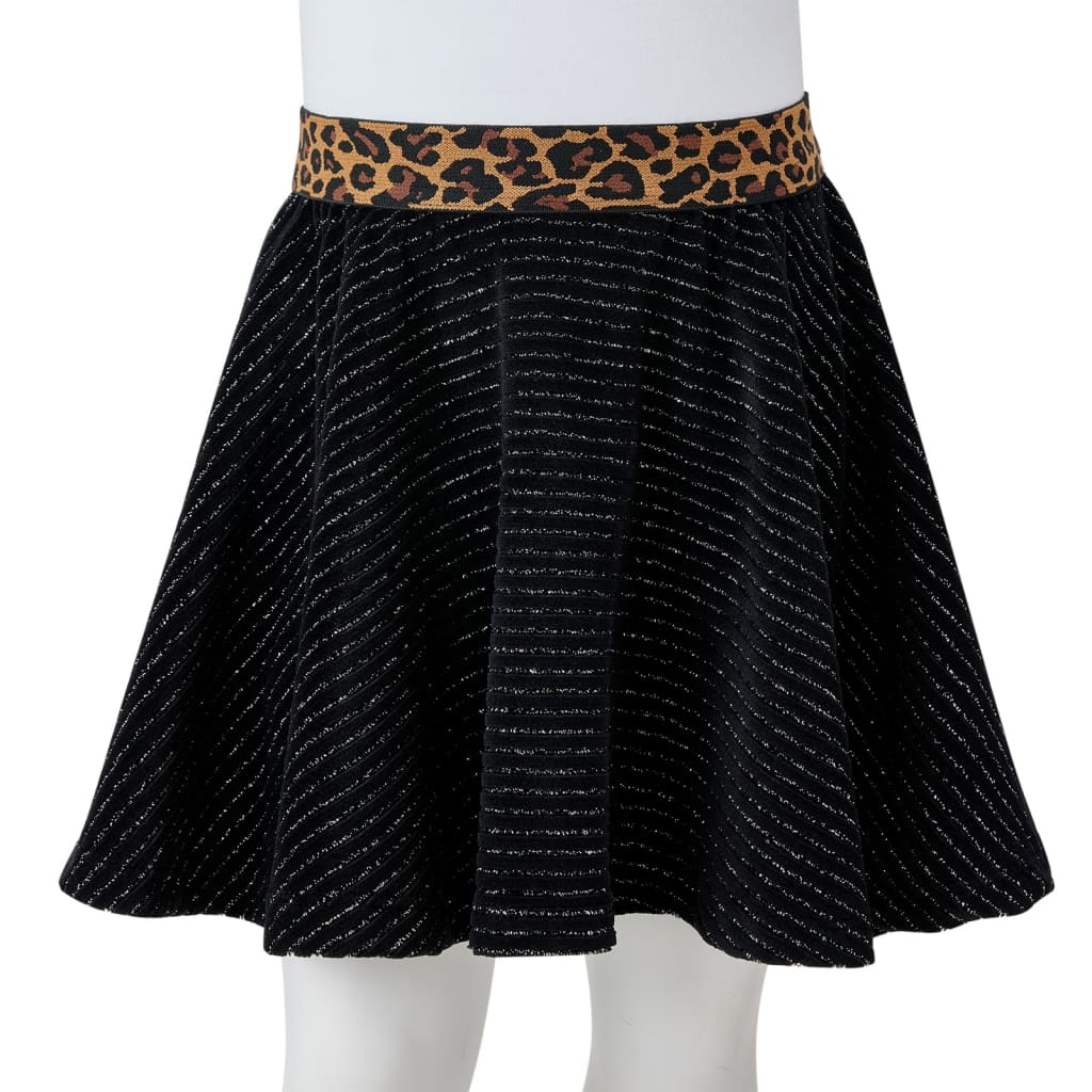 Fusta de copii cu talie tip leopard, negru, 116 GartenMobel Dekor