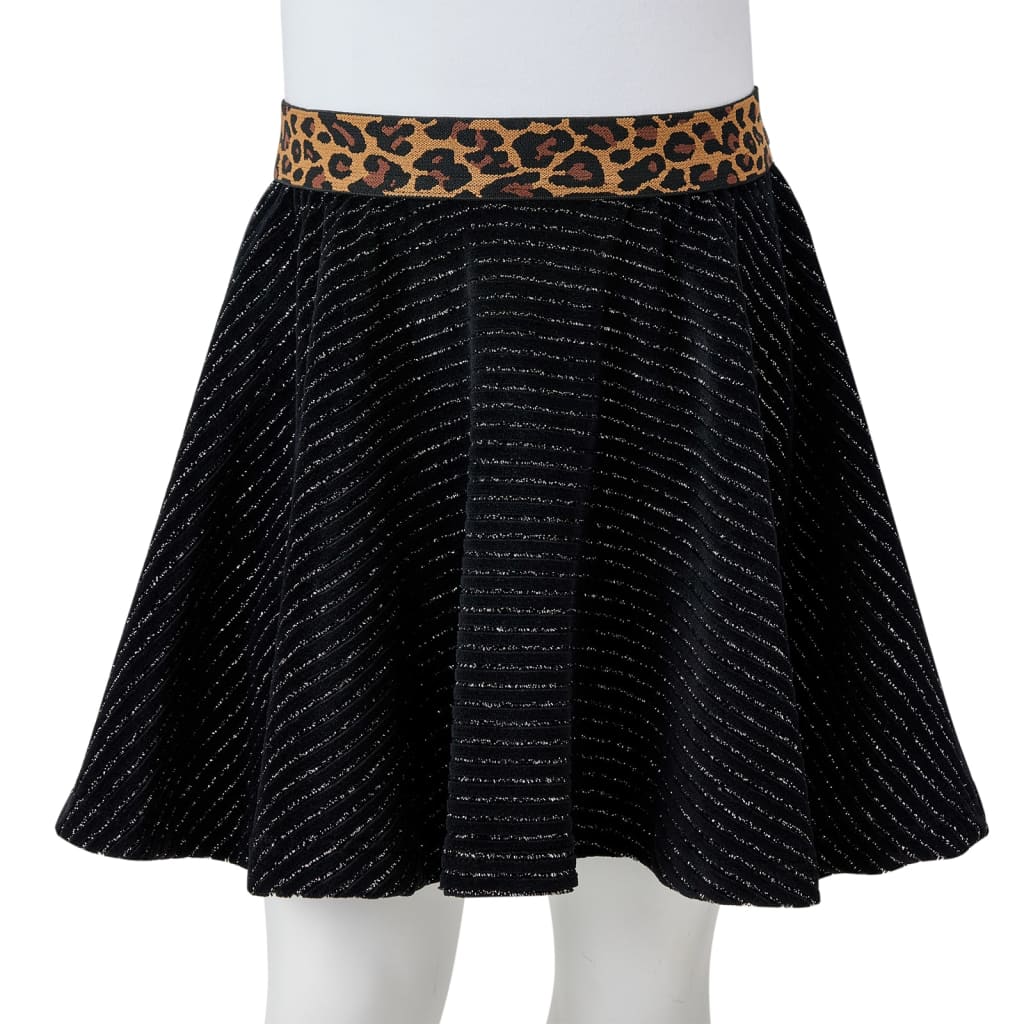 Fusta de copii cu talie tip leopard, negru, 140 GartenMobel Dekor