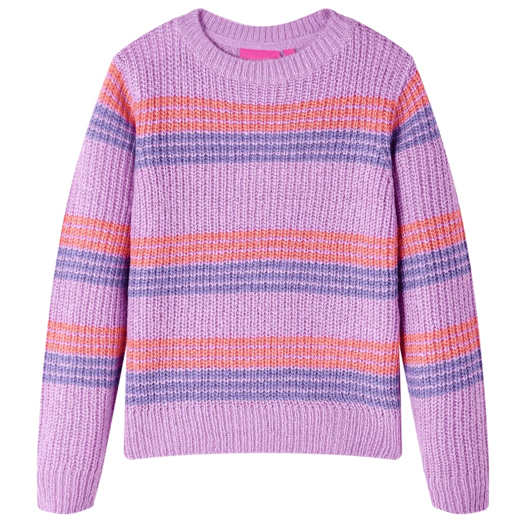 Pulover pentru copii tricotat, dungi liliac și roz, 128 GartenMobel Dekor