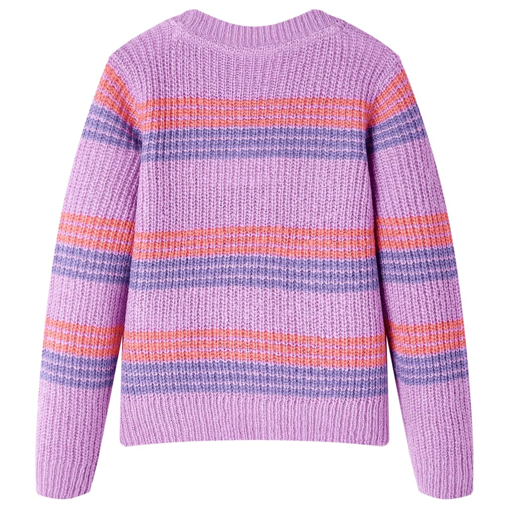 Pulover pentru copii tricotat, dungi liliac și roz, 128 GartenMobel Dekor