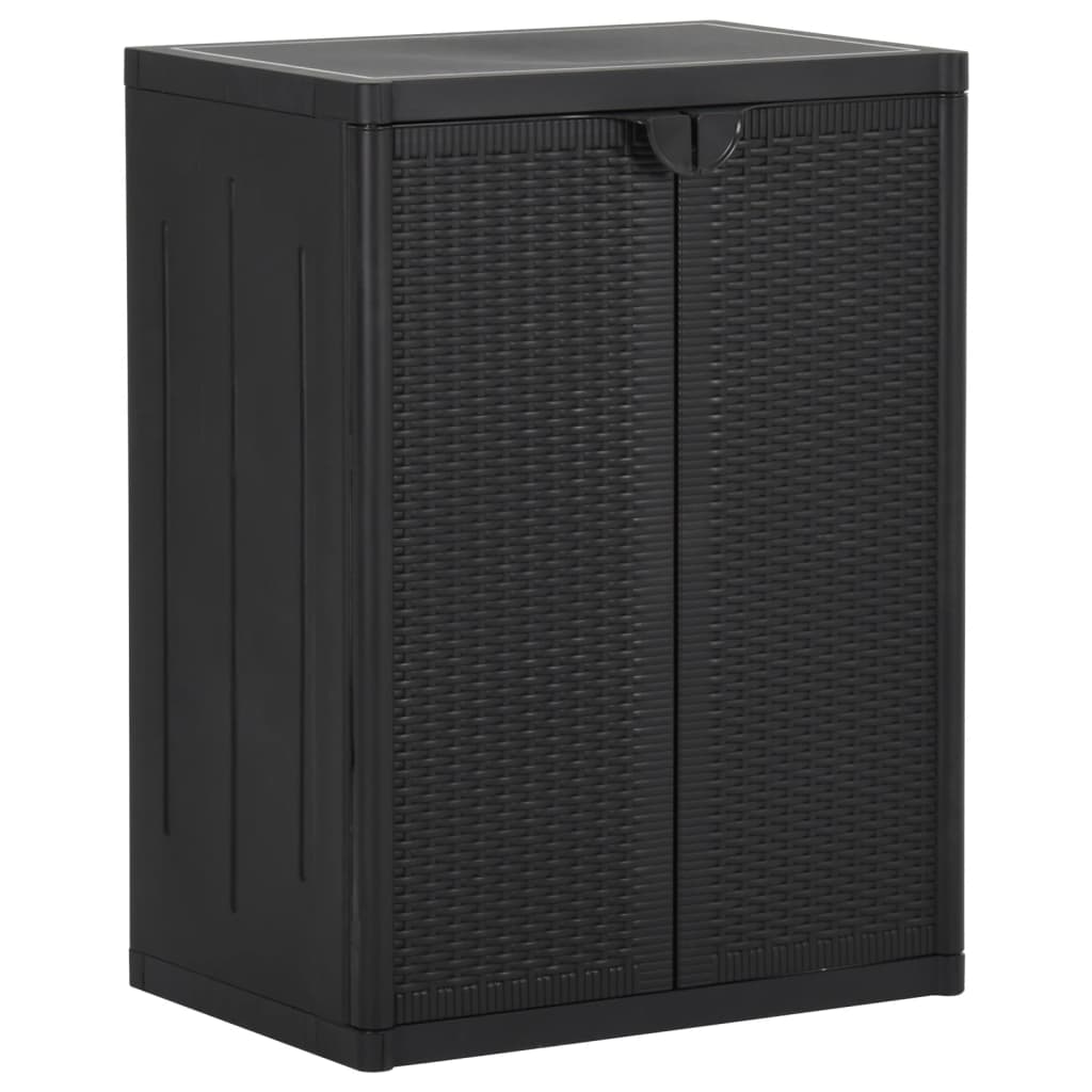 Dulap de depozitare pentru grădină, negru, 65x45x88 cm PP ratan GartenMobel Dekor