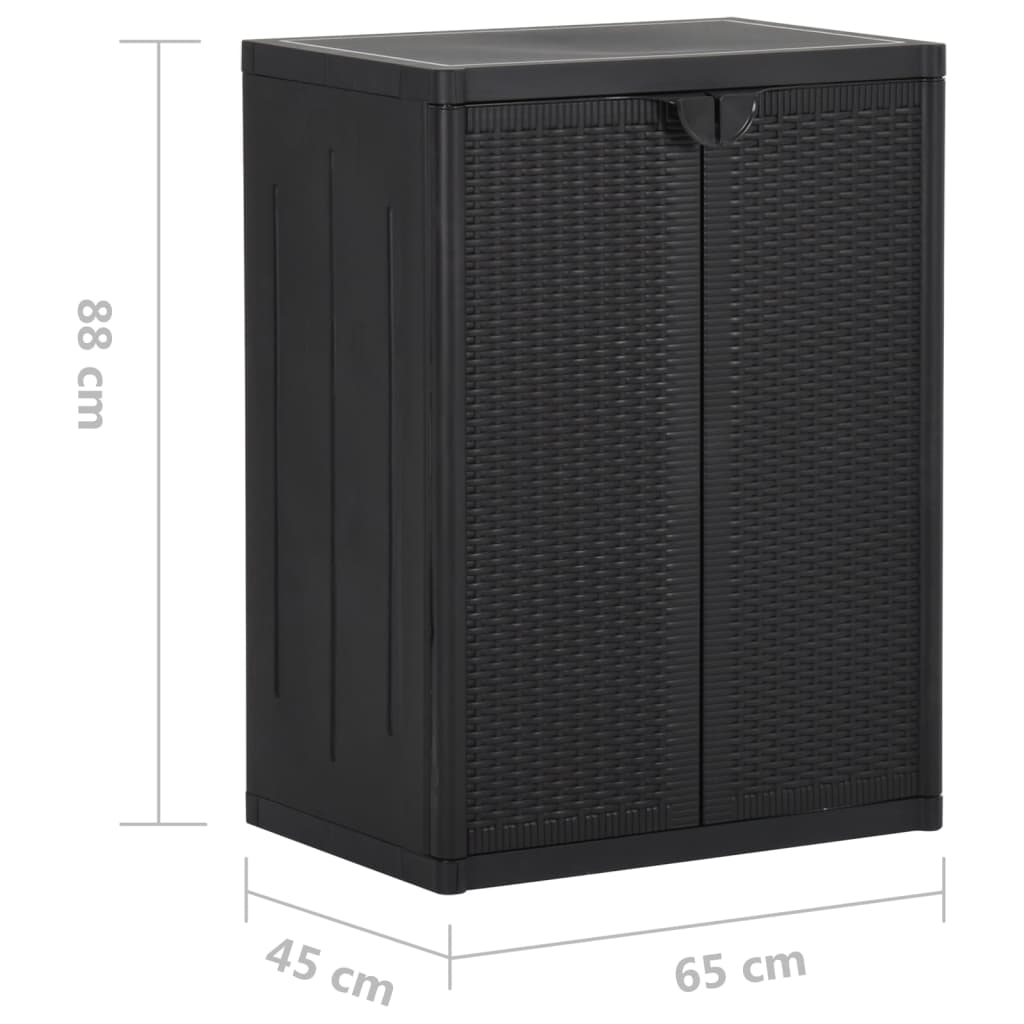 Dulap de depozitare pentru grădină, negru, 65x45x88 cm PP ratan GartenMobel Dekor