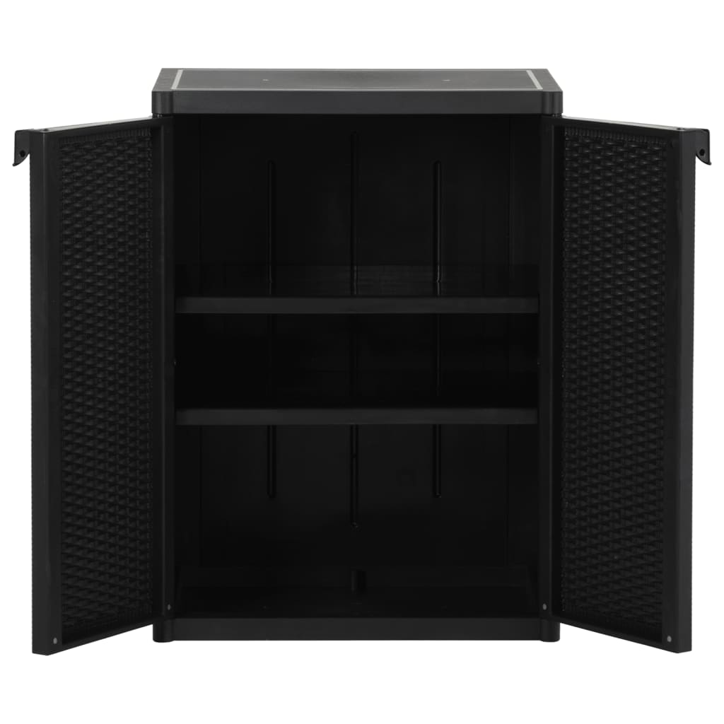 Dulap de depozitare pentru grădină, negru, 65x45x88 cm PP ratan GartenMobel Dekor