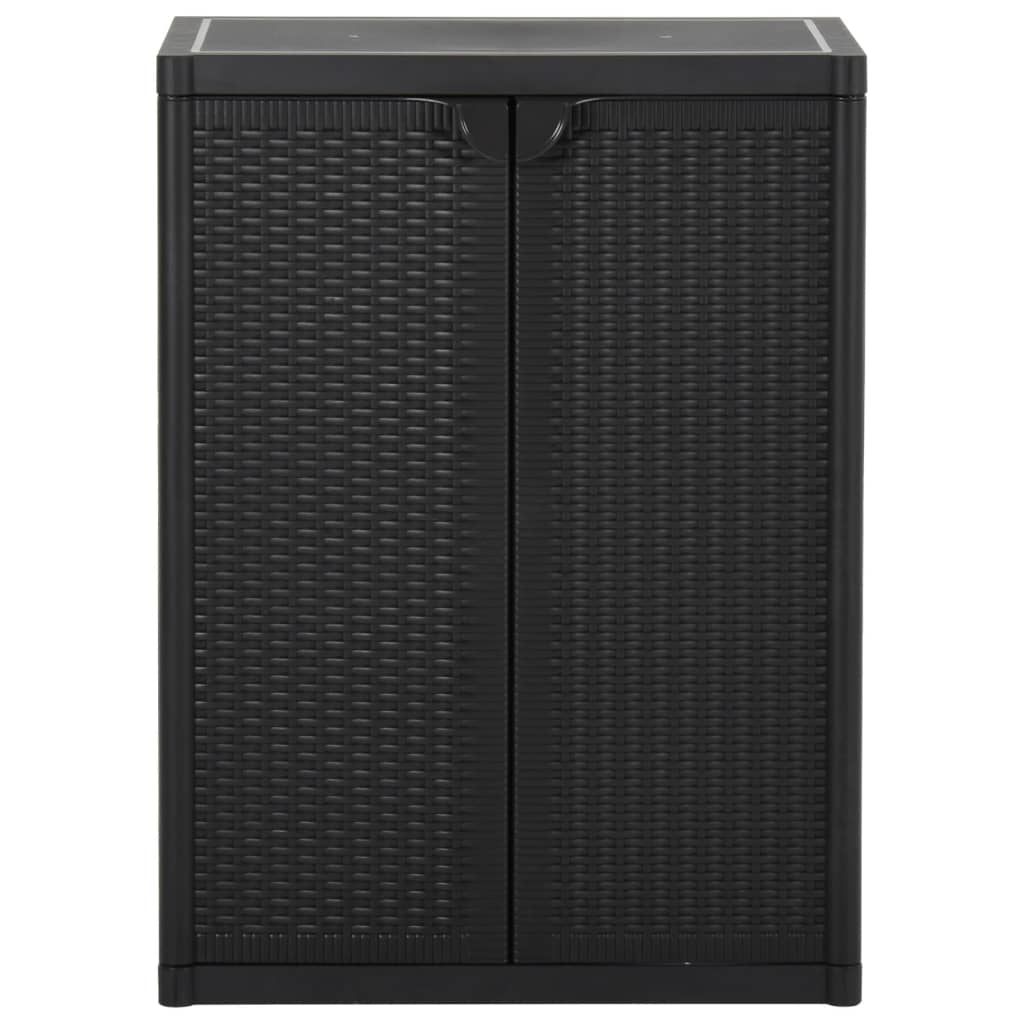 Dulap de depozitare pentru grădină, negru, 65x45x88 cm PP ratan GartenMobel Dekor